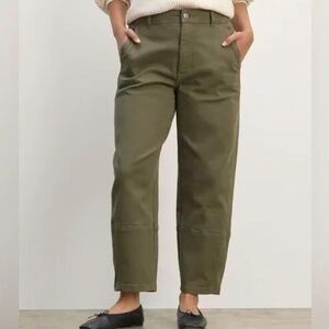 Everlane Organic Cotton Barrel Leg Utility Pants Kalamata Green Size 4